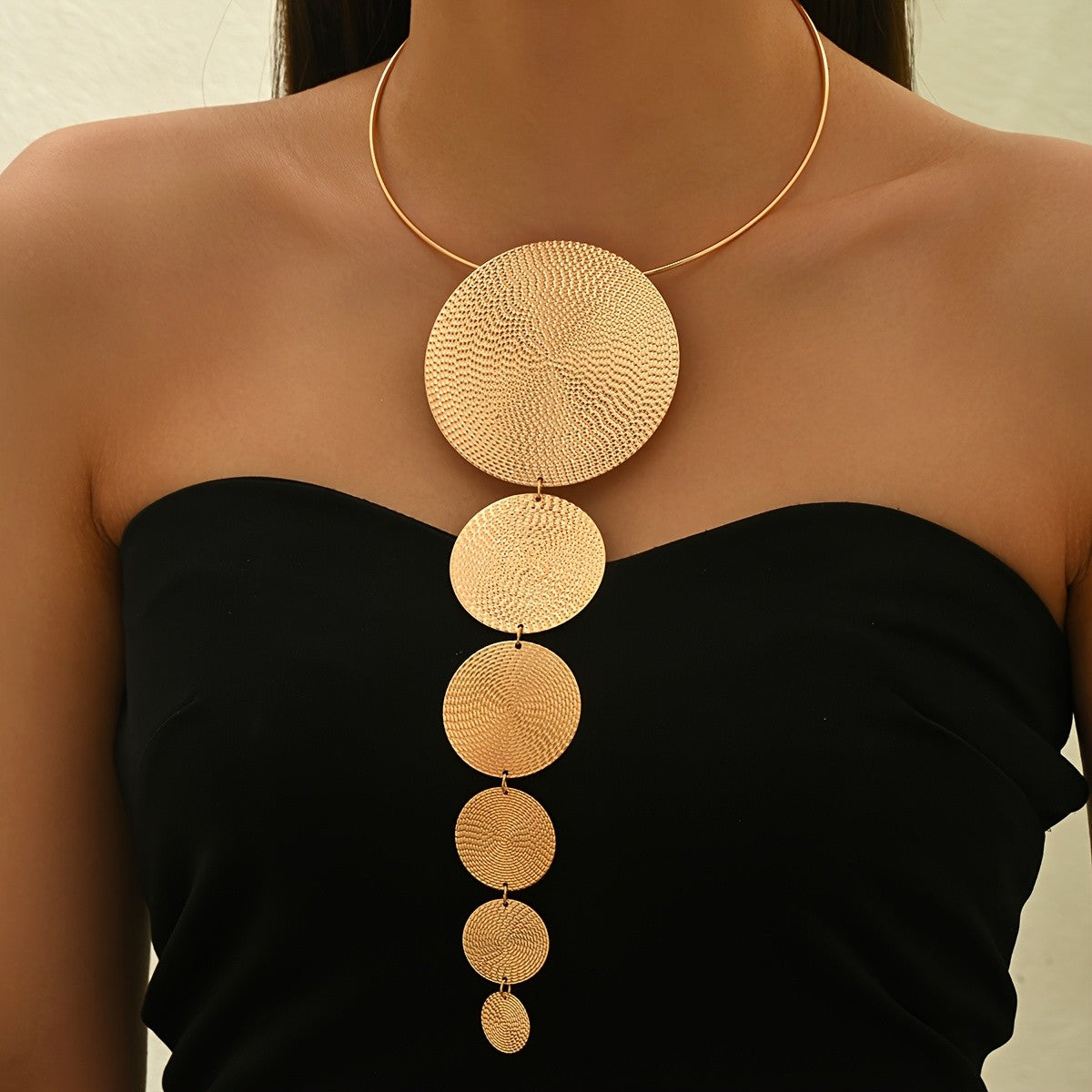 Geometric Cascading Disc Necklace