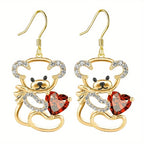 Cute Bear Heart Drop Earrings
