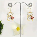 Cute Bear Heart Drop Earrings
