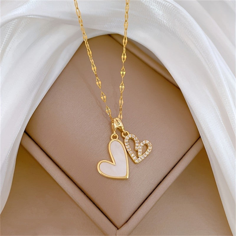 Double Heart Pendant Necklace
