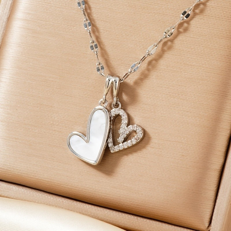 Double Heart Pendant Necklace