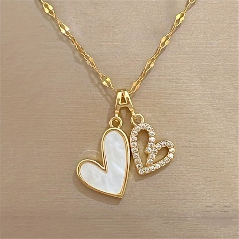 Double Heart Pendant Necklace