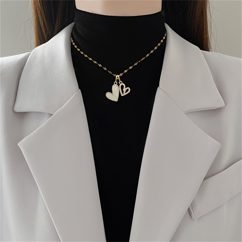 Double Heart Pendant Necklace
