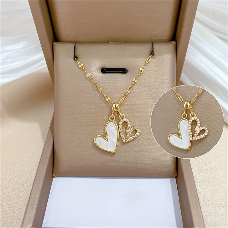 Double Heart Pendant Necklace