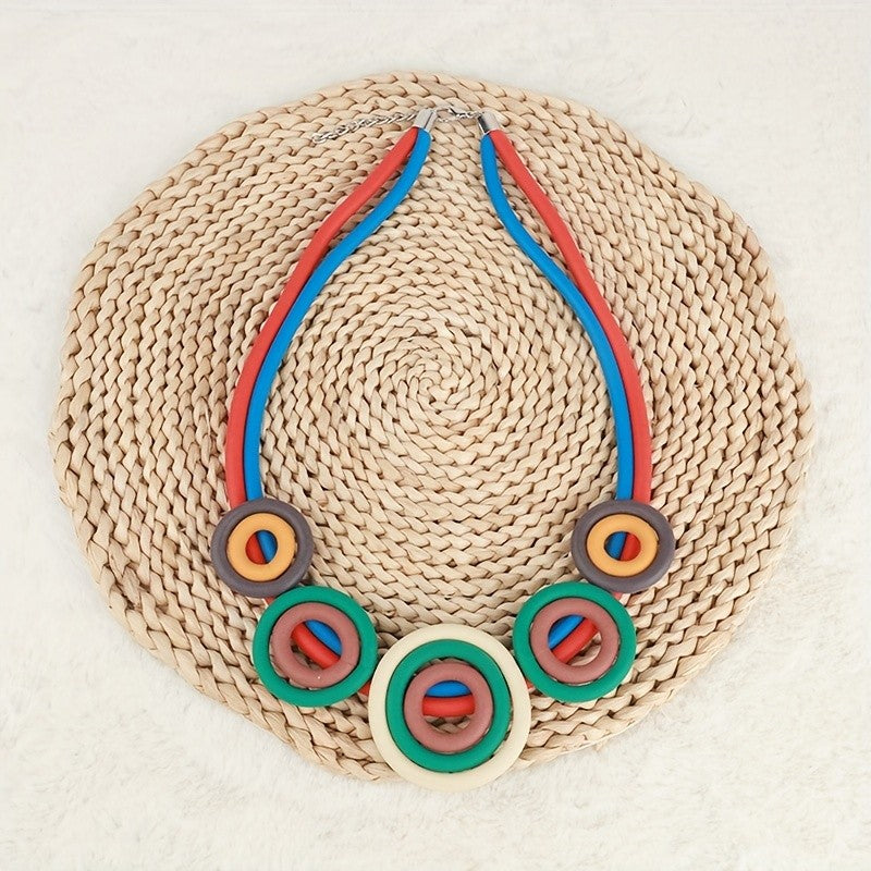Colorful Geometric Circle Necklace