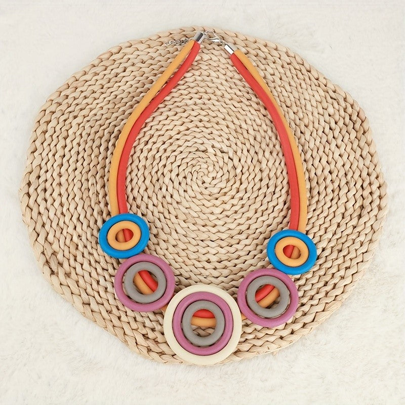 Colorful Geometric Circle Necklace