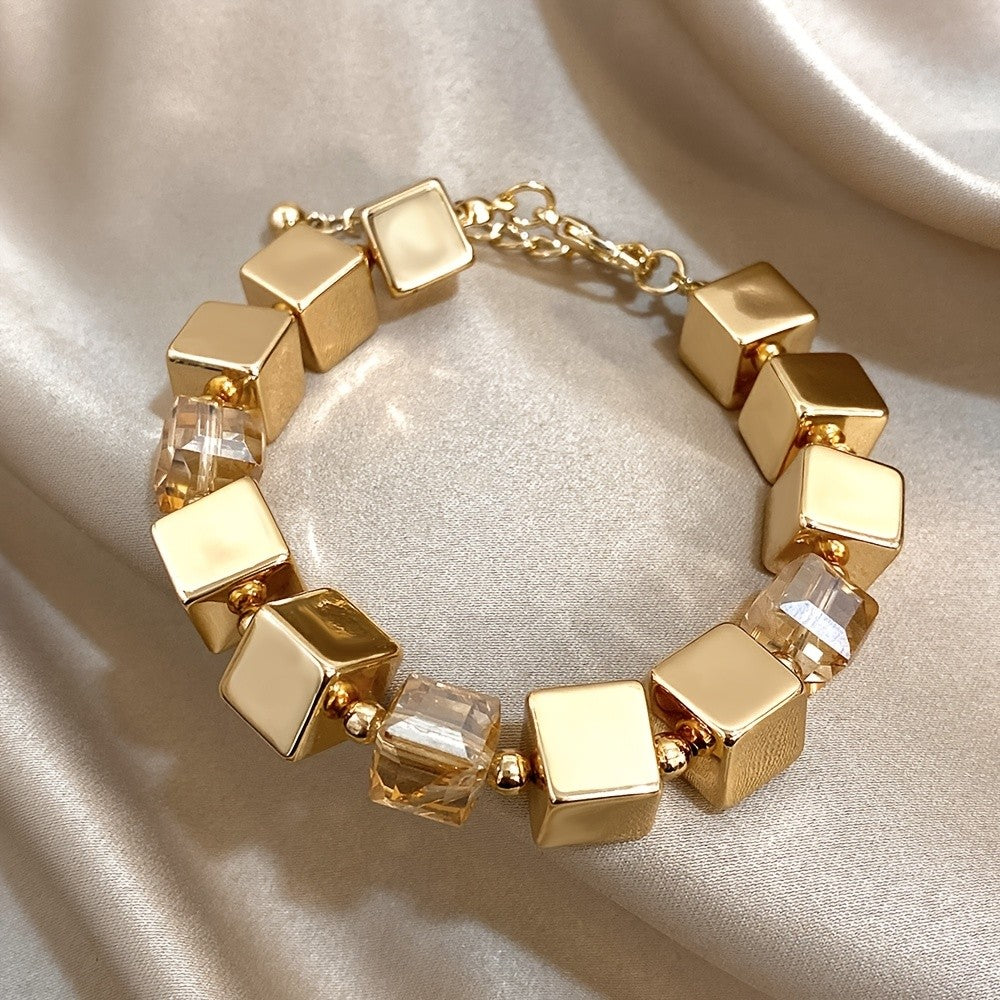 Geometric Square Acrylic Bead Bracelet