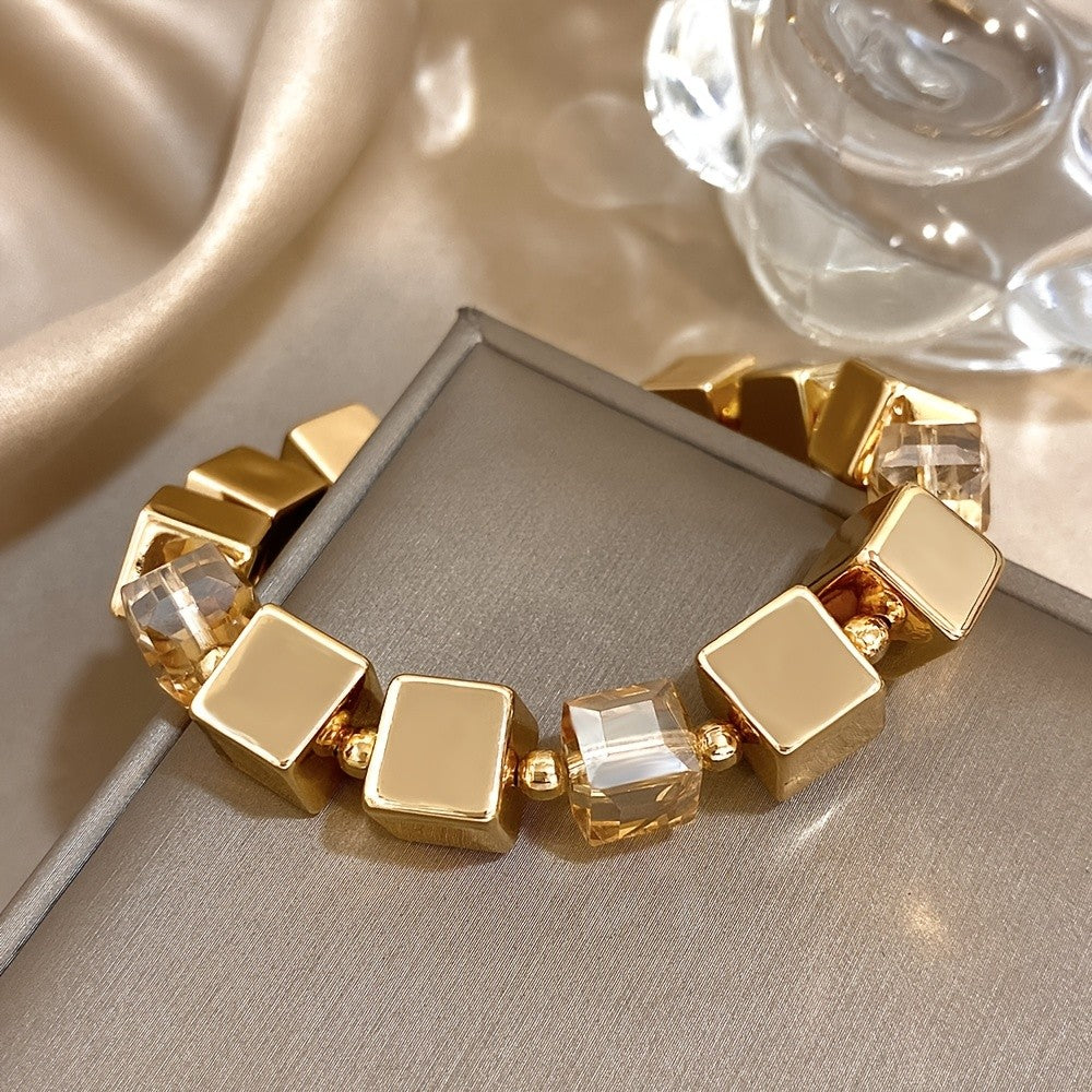 Geometric Square Acrylic Bead Bracelet