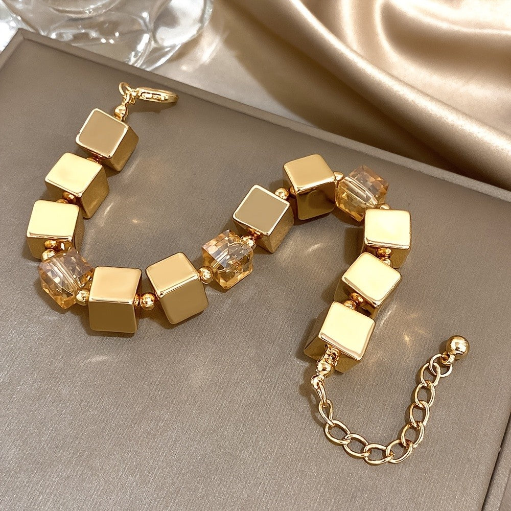 Geometric Square Acrylic Bead Bracelet