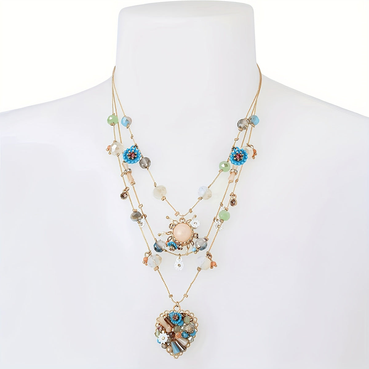 S925 Multi-Layer Floral Beaded Necklace