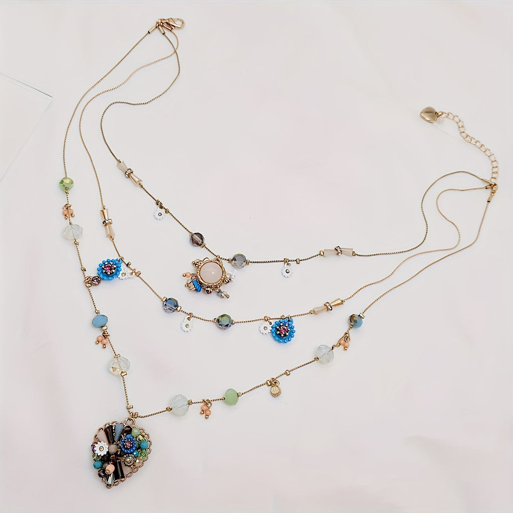 S925 Multi-Layer Floral Beaded Necklace