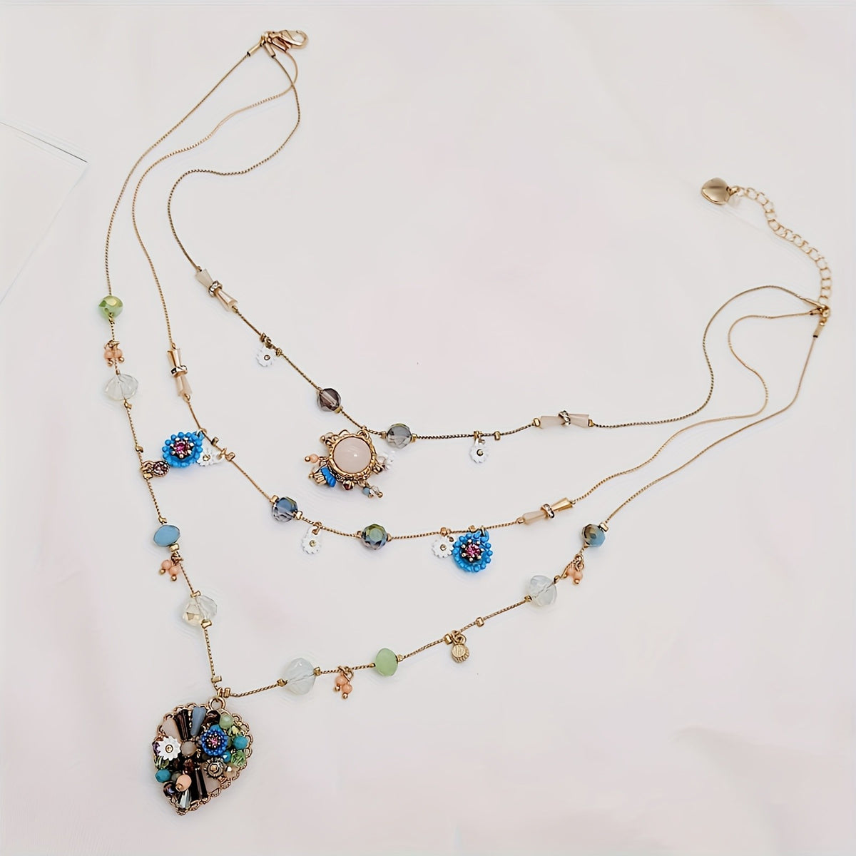 S925 Multi-Layer Floral Beaded Necklace