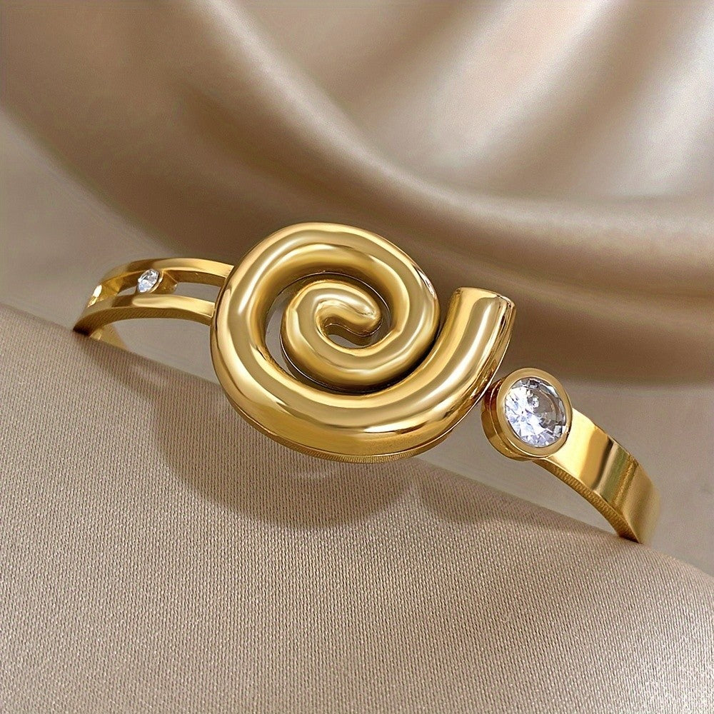 18k Vintage Spiral Stone Bangle