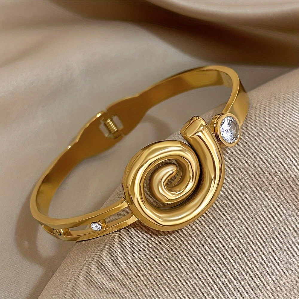 18k Vintage Spiral Stone Bangle