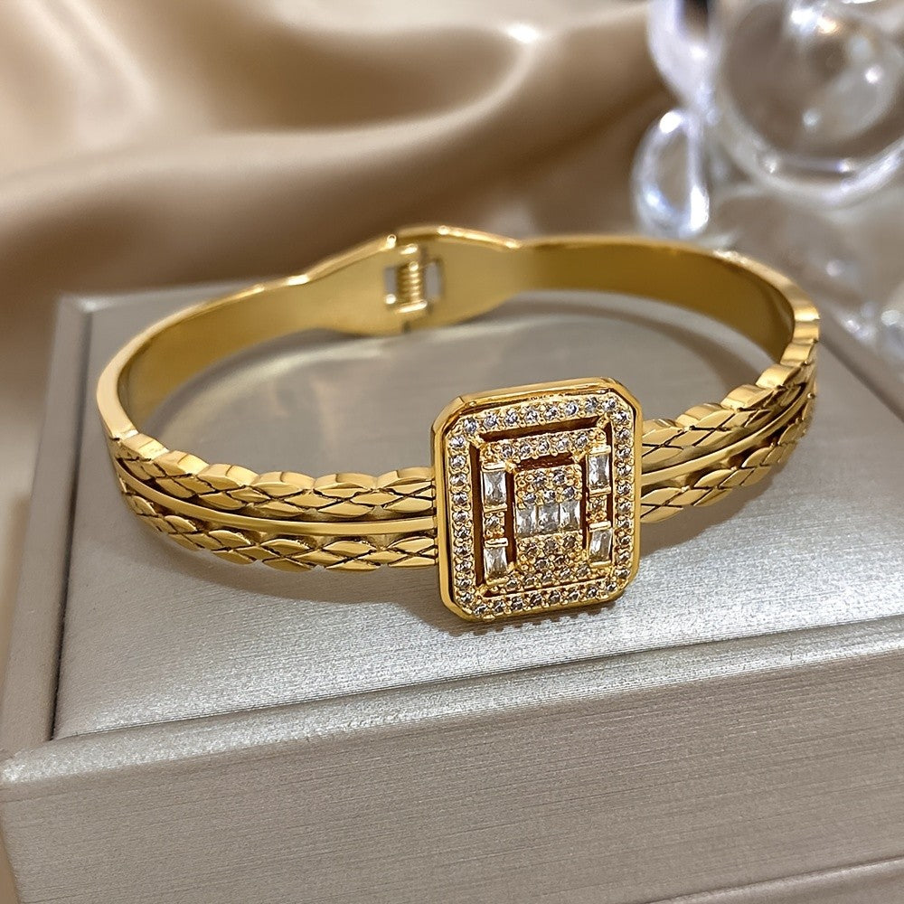18k Geometric Square Cuff Bracelet