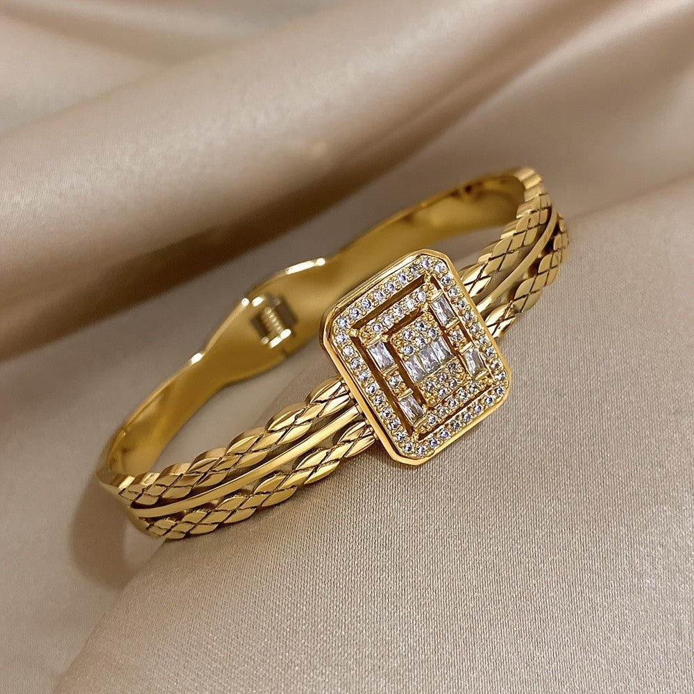 18k Geometric Square Cuff Bracelet