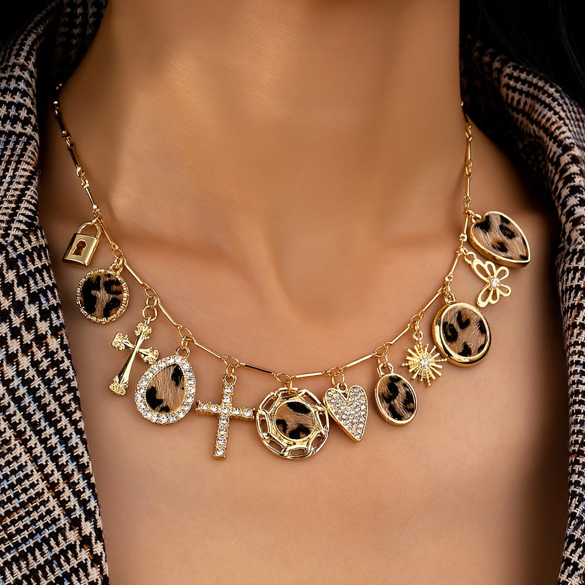 Leopard Print Charm Necklace