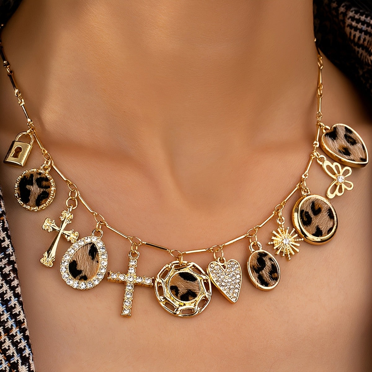Leopard Print Charm Necklace