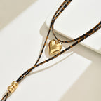Vintage Leopard Print Heart Y-Necklace