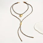 Vintage Leopard Print Heart Y-Necklace