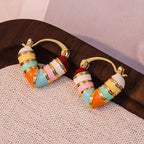 18k Colorful Enamel Heart Earrings