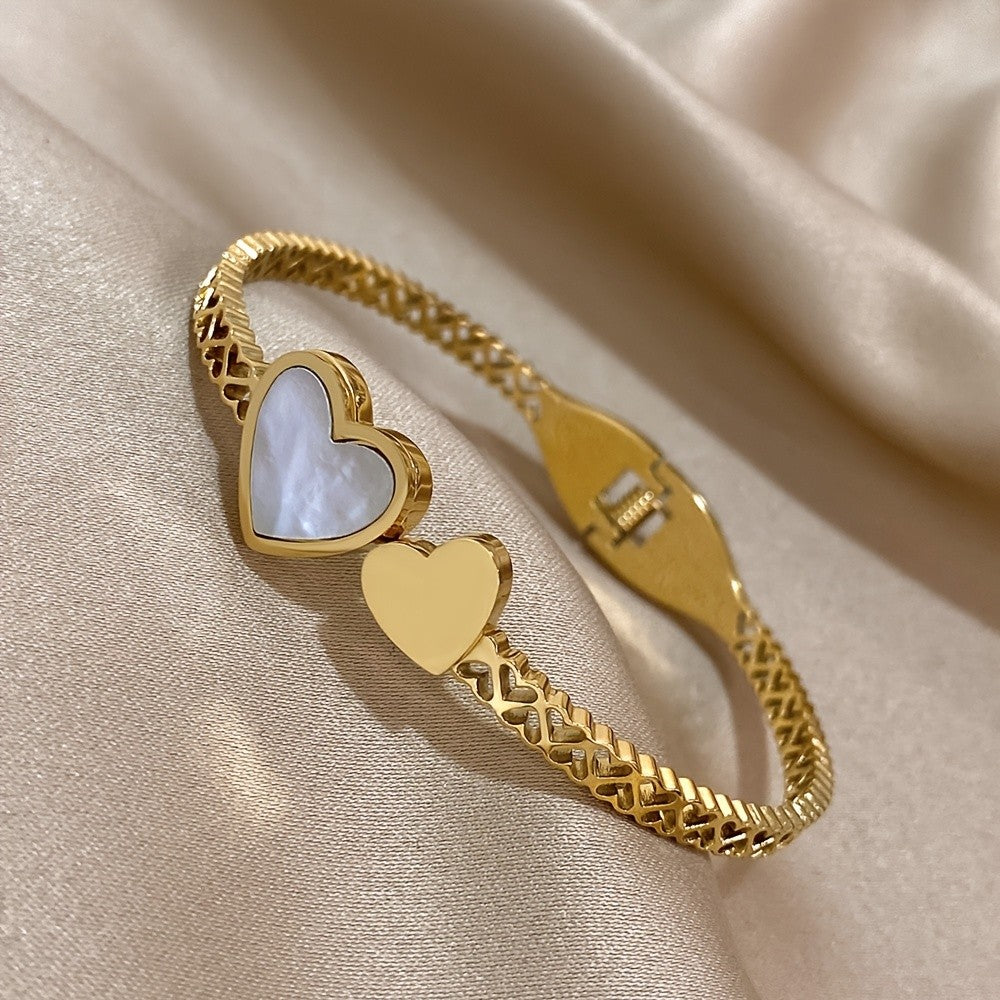 Double Heart Inlay Bracelet