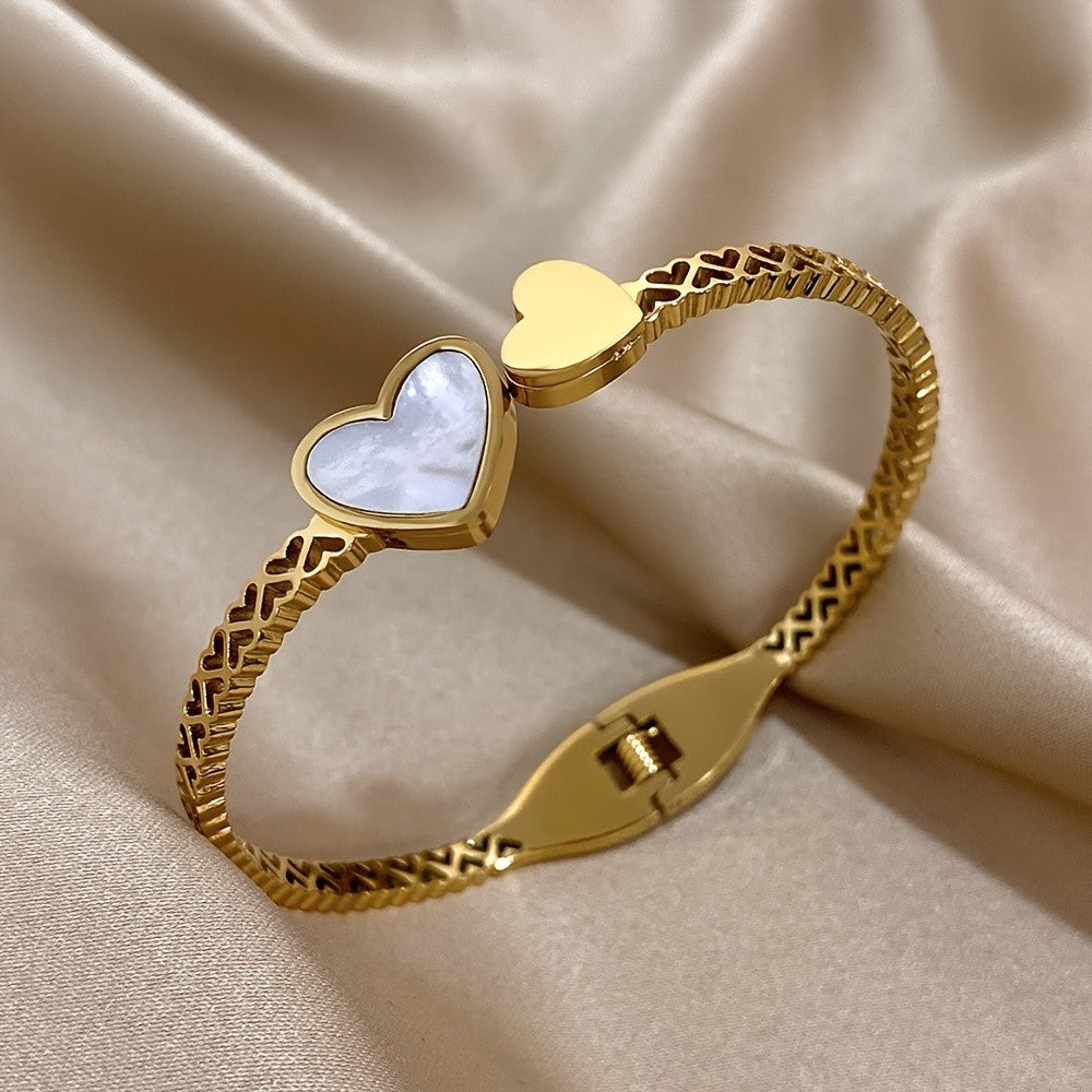 Double Heart Inlay Bracelet