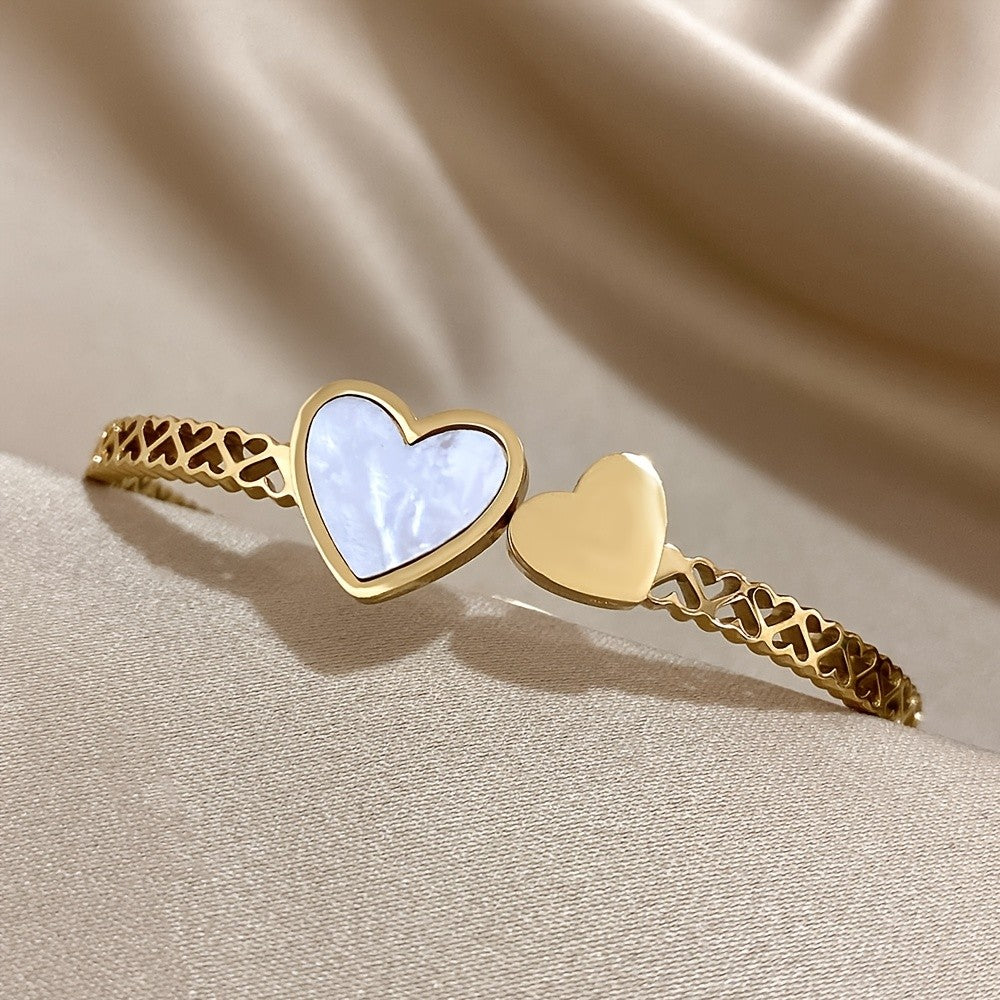 Double Heart Inlay Bracelet