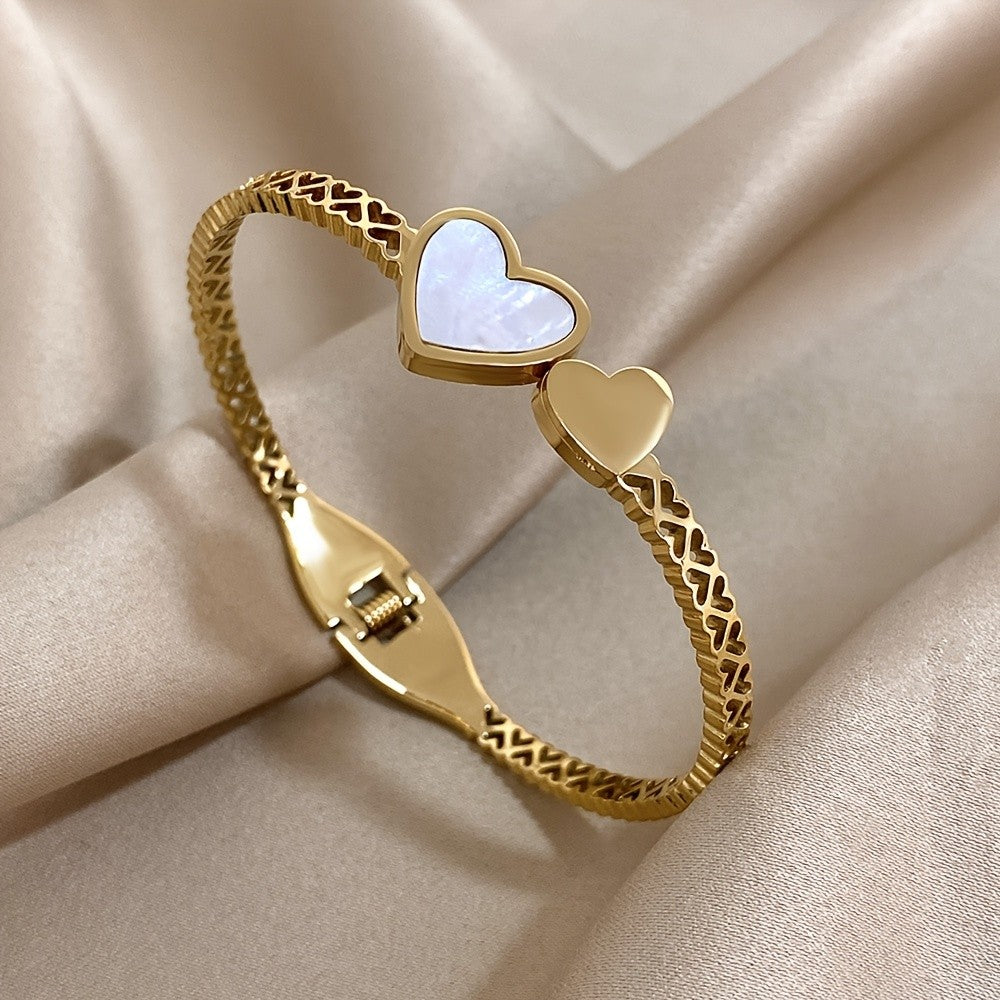 Double Heart Inlay Bracelet