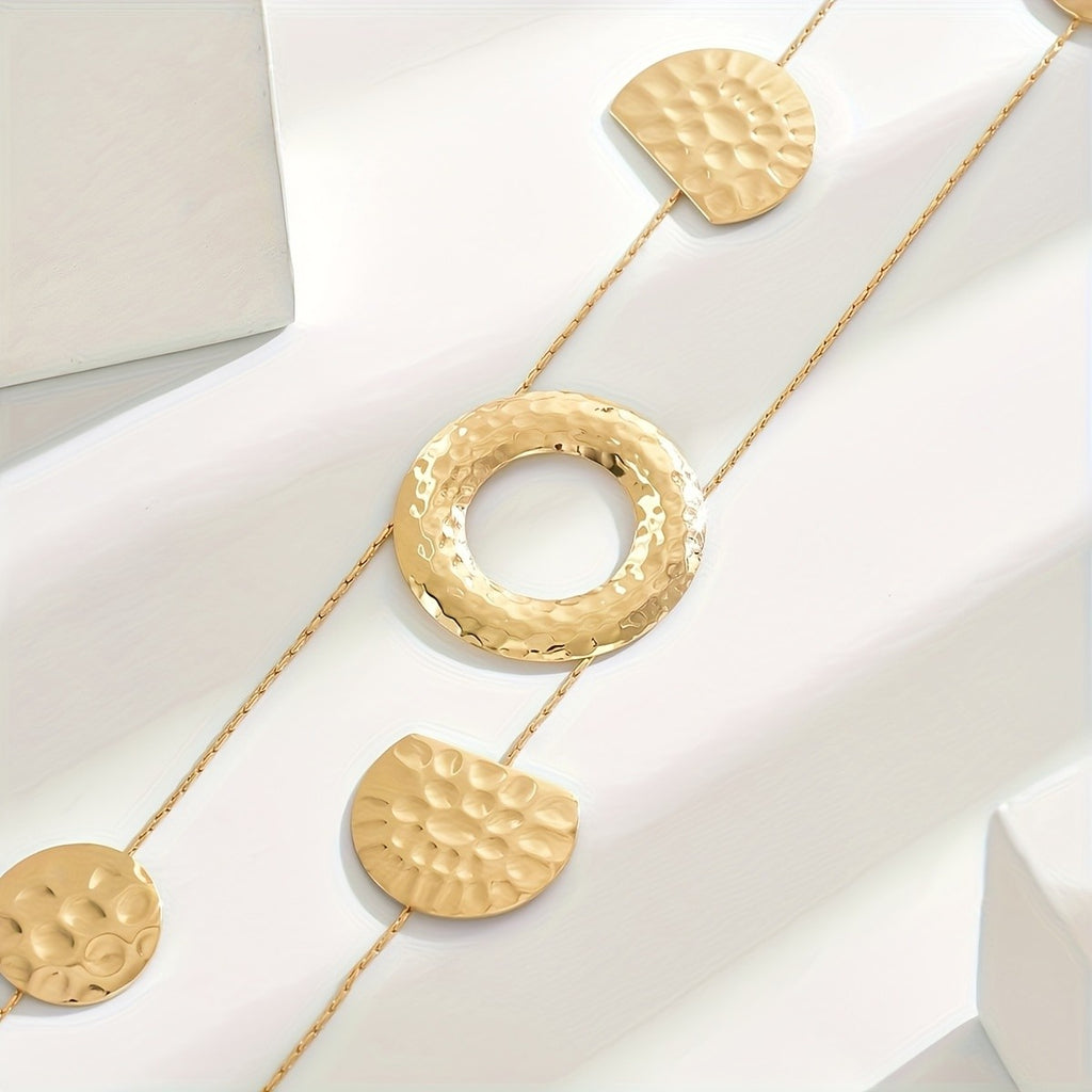 Asymmetric Hammered Disc Y-Necklace