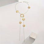 Asymmetric Hammered Disc Y-Necklace