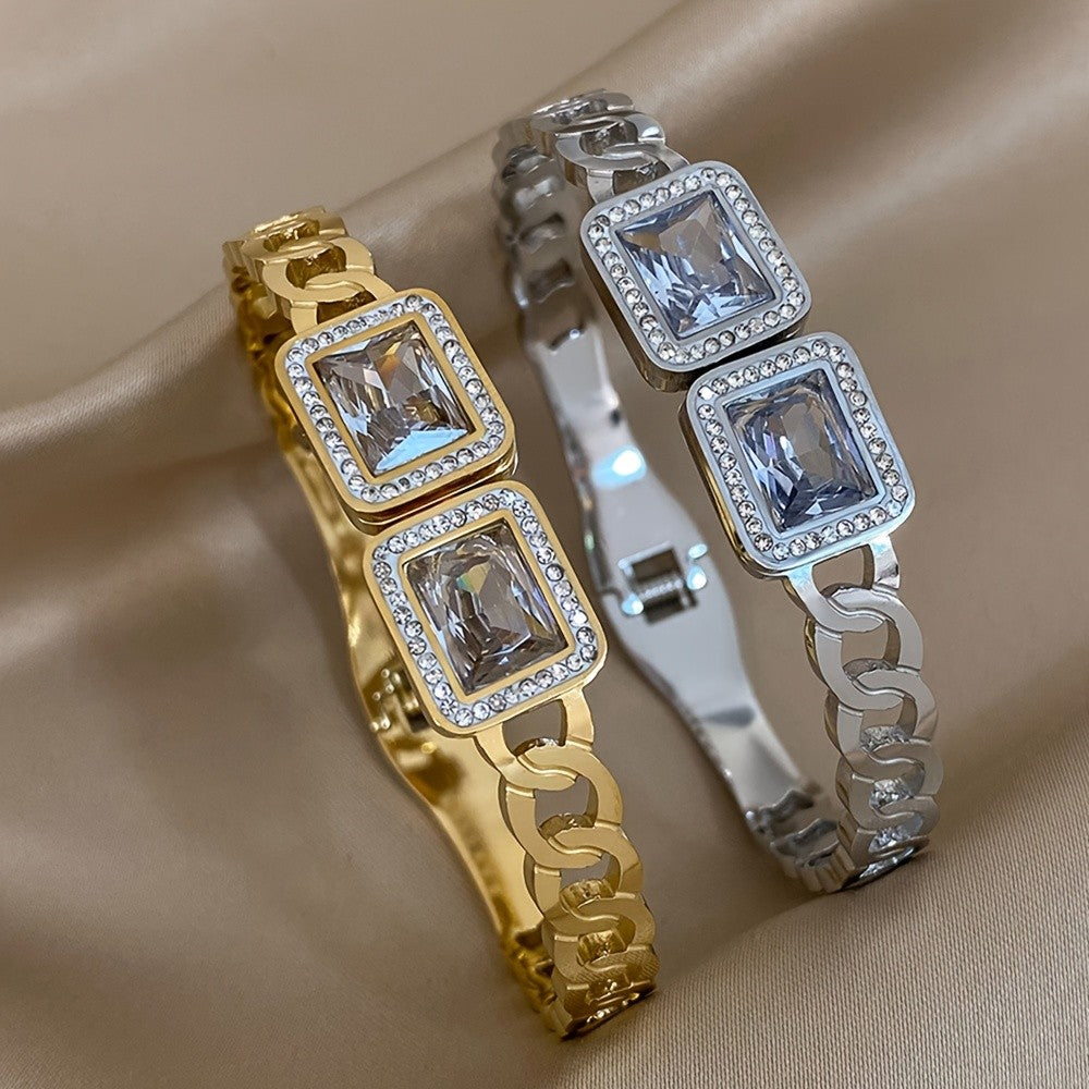 18k Vintage Square Stone Bracelet