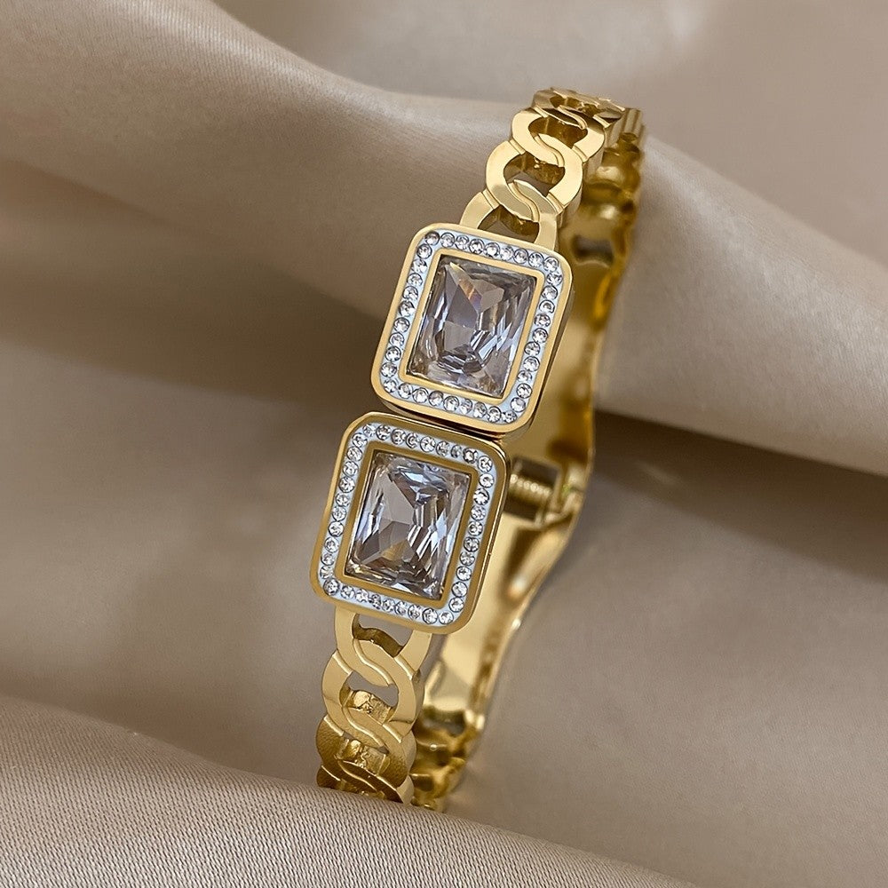 18k Vintage Square Stone Bracelet
