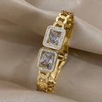 18k Vintage Square Stone Bracelet