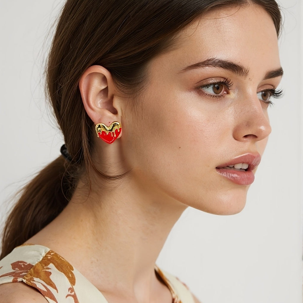 Melted Heart Stud Earrings