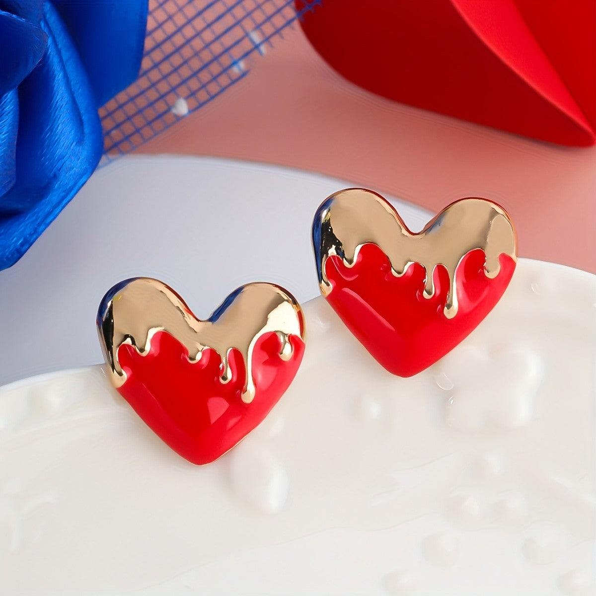 Melted Heart Stud Earrings