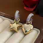 18k Star Heart Hoop Earrings