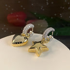 18k Star Heart Hoop Earrings