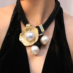 Elegant Pearl Flower Rope Necklace