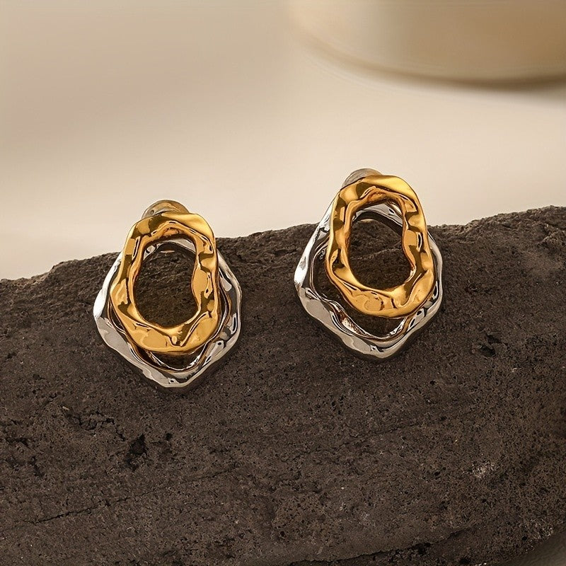 Asymmetric Irregular Double Layer Earrings