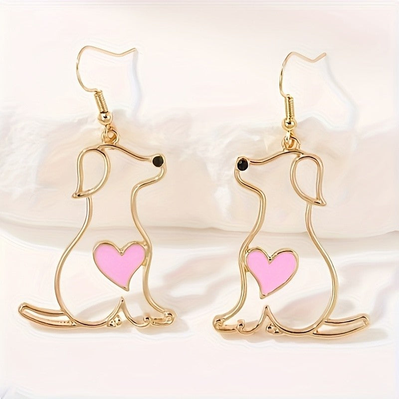 Hollow Puppy Heart Drop Earrings