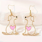 Hollow Puppy Heart Drop Earrings