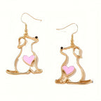 Hollow Puppy Heart Drop Earrings