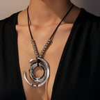 Vintage Geometric Wave Pendant Necklace