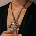 Vintage Geometric Wave Pendant Necklace