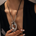 Vintage Geometric Wave Pendant Necklace