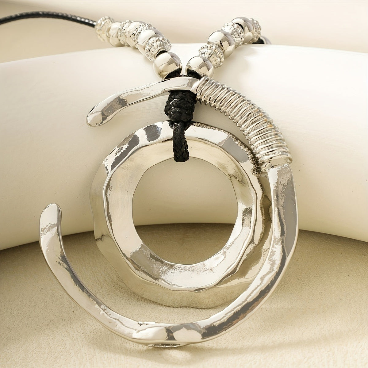 Vintage Geometric Wave Pendant Necklace