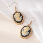 Vintage Oval Cameo Drop Earrings