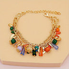 18k Colorful Resin Charm Bracelet