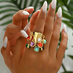 18k Multi-Stone Charm Ring